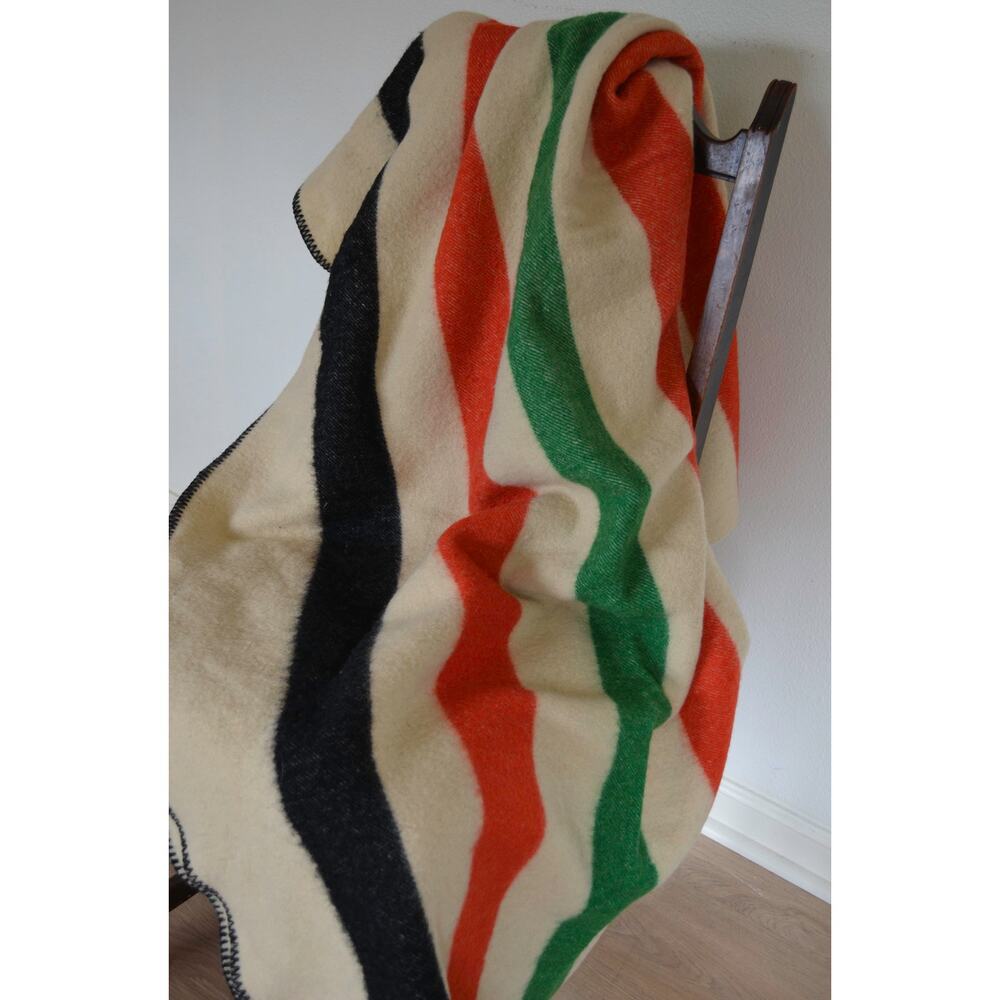 Vintage Wool Striped Multicolor Camp Blanket - Picture 2 of 8